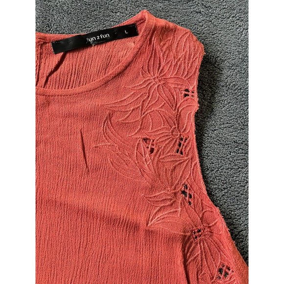 Fun 2 Fun Stitch Fix Orange Floral Detailed 100% Rayon Sleeveless Blouse Large - Picture 3 of 9